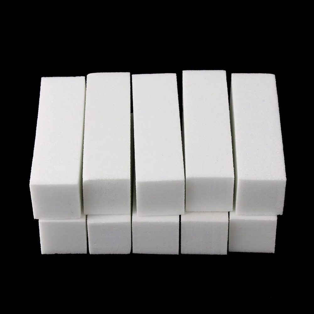 10Pcs/Set White Nail File Block Nail Polisher Sanding Nail Buffer Polishing Blocks Manicure Tools DIY Nail Art Accessories-Nail Inspo