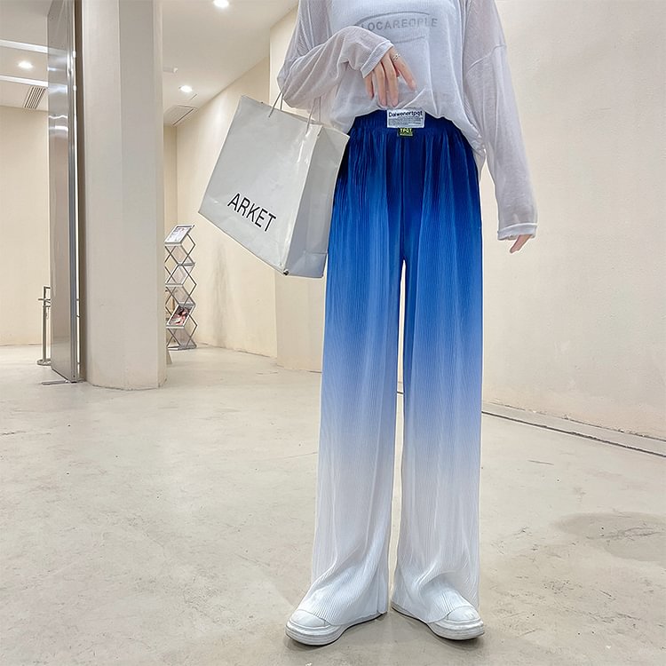 Gradient Color Cool Feeling Silky Cargo Pants