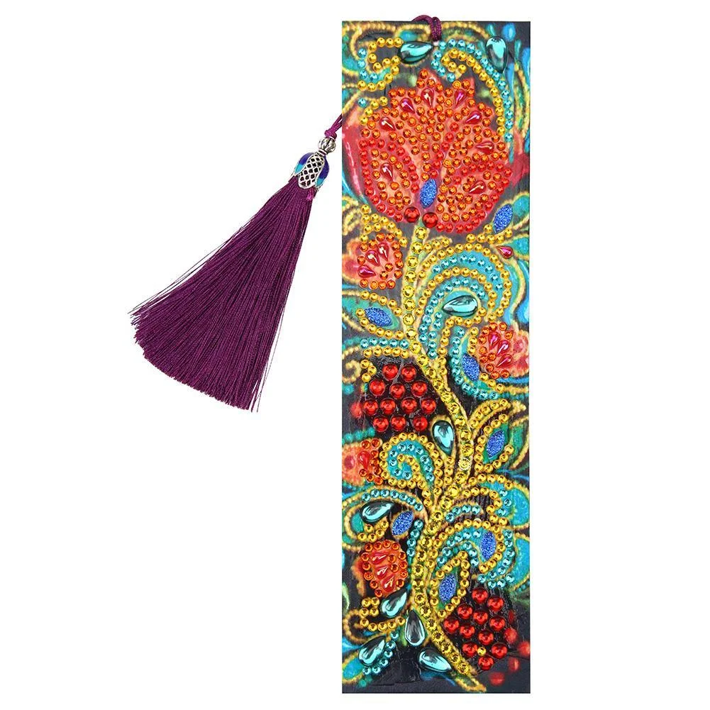 DIY Flower Diamond Painting Leather Tassel Bookmark Crafts