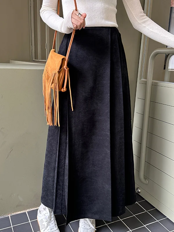 Pleated Solid Color Tied Skirts Bottoms