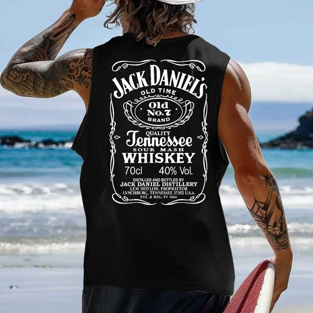  Classic Whiskey Label Graphic Tank Top for Men