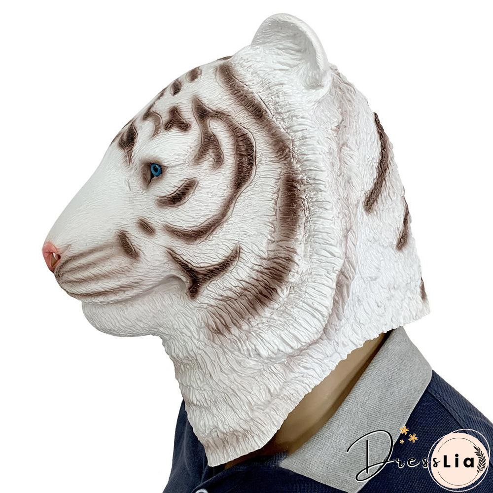 Halloween White Tiger Mask Animal Party Halloween Full Head Mask