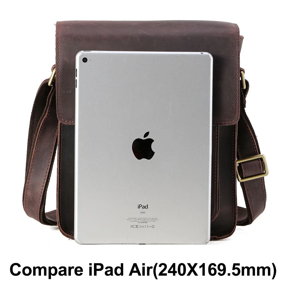 Vintage Style Handmade crazy horse leather men's messenger bag