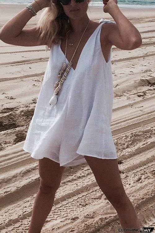Tie Shoulder V Nck Romper