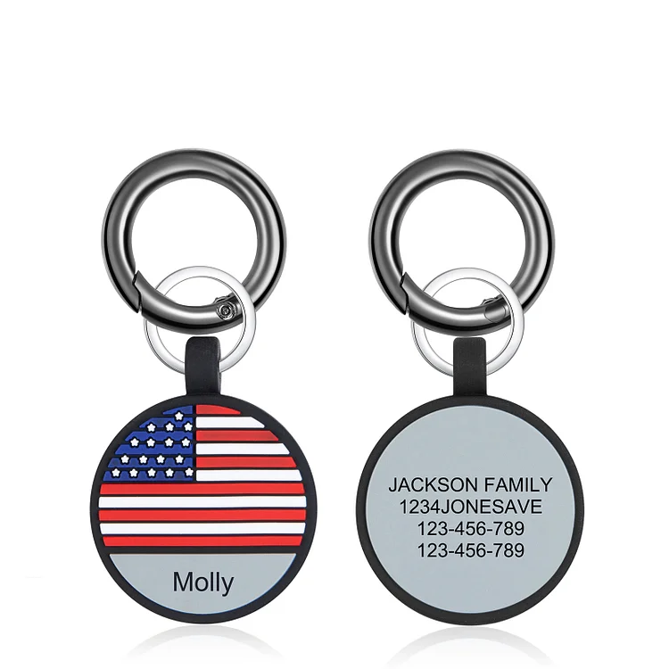 Personalized America Flag Dog Tag Custom Double Sided Pet ID Tag