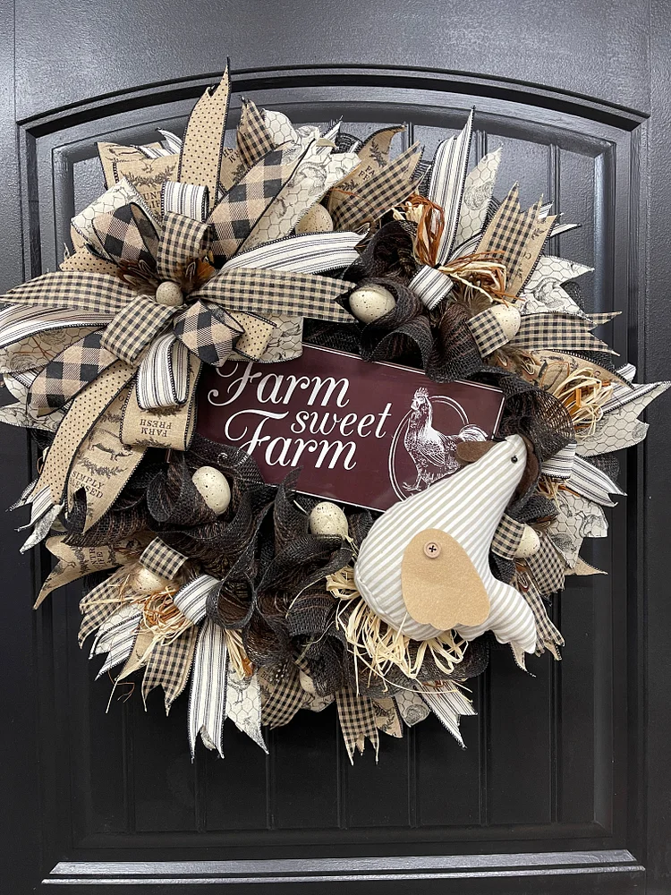 💖Mother's Day Sale💖45%OFF-Farmhouse Chicken Wreath for Front Door🐓