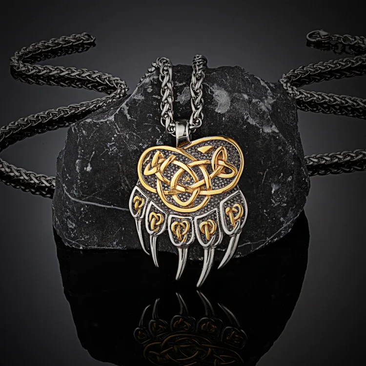 Viking Celtic Dewclaws Stainless Steel Necklace