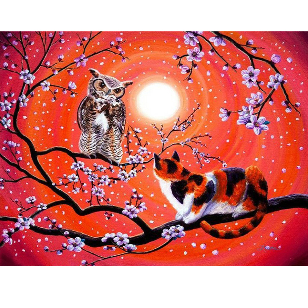 

(Multi-Size) Cat Tree - Round/Square Drill Diamond Painting - 40*30CM, Round diamond 30*40cm, 501 Original