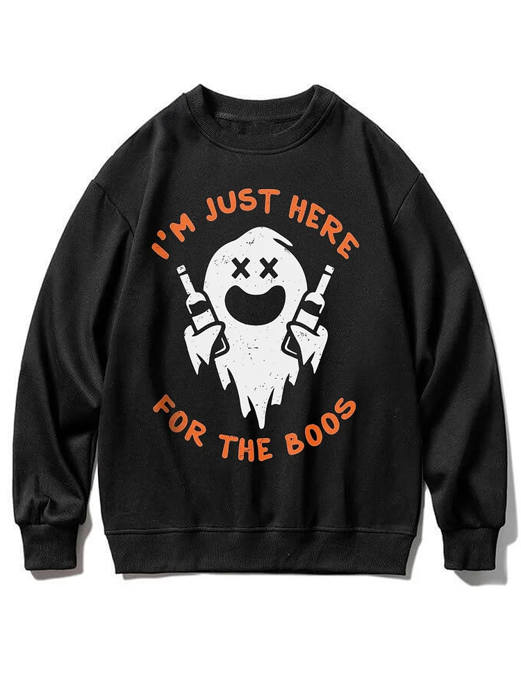 Men's Halloween I'm Just Here For The Boos Ghost Print Sweatshirt