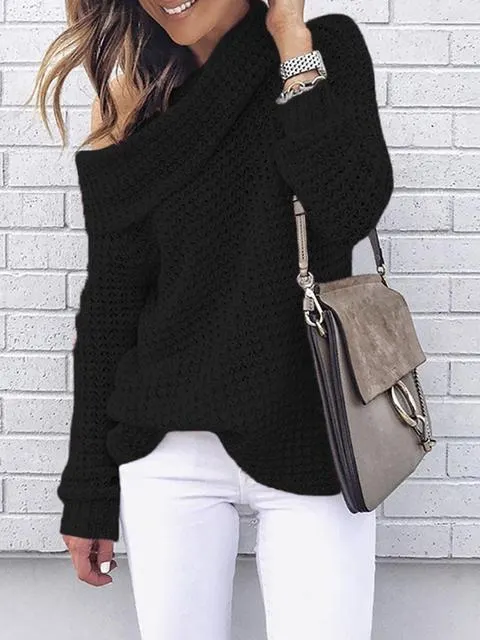 Solid Color Turtleneck Knitted Sweater