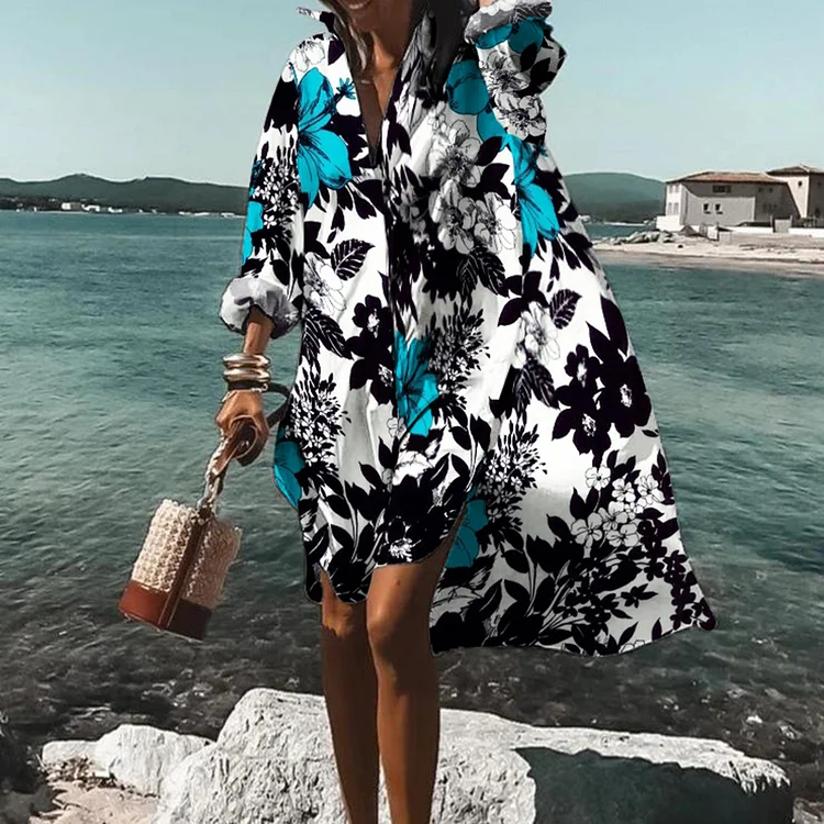 Casual Resort Print Midi Dress