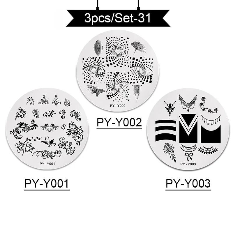 PICT YOU Stamping Plates Kits Striped Line Flowers Stamp Plate Tropical Geometry Lace Halloween Pumpkin Nail  Image Plate-Nail Inspo