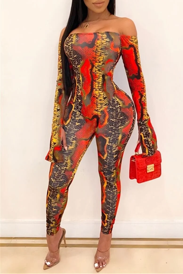 Fashion Sexy Cold Shoulder Long Sleeve Jumpsuit