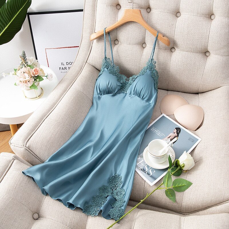 Uaang Backless Nightgown Summer Lady Nightdress Sexy Sleeveless Nighty Gown With Chest Pads Sleep Sleepwear Lounge Home Dress
