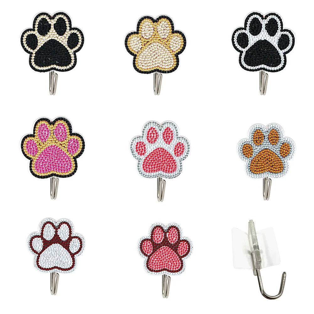 8Pcs Cute Paw Diamond Painting Hooks Diamond Art Craft Wall Hooks Home Decor