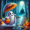 40x40cm Halloween Geist 5D DIY Vollbohrer Runde Diamond Malerei Kit Wohnkultur