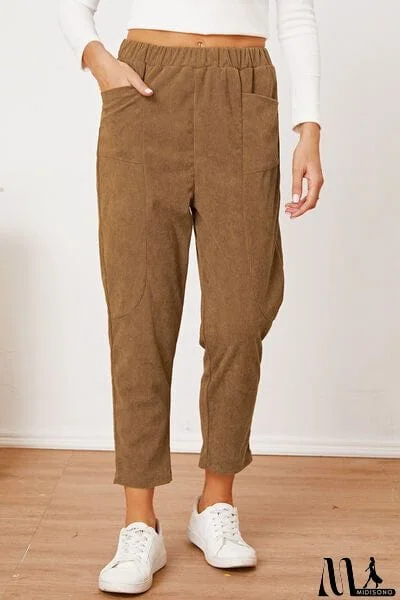 MidiSono - Pocketed Elastic Waist Pants