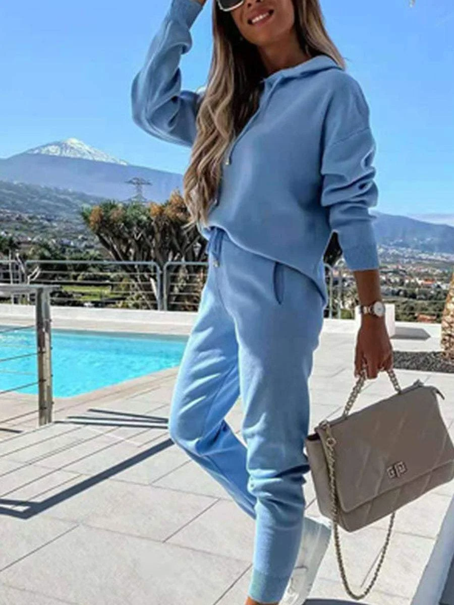 Loose Sweatshirt Slim-fit String Sweatpants Two-Piece Set