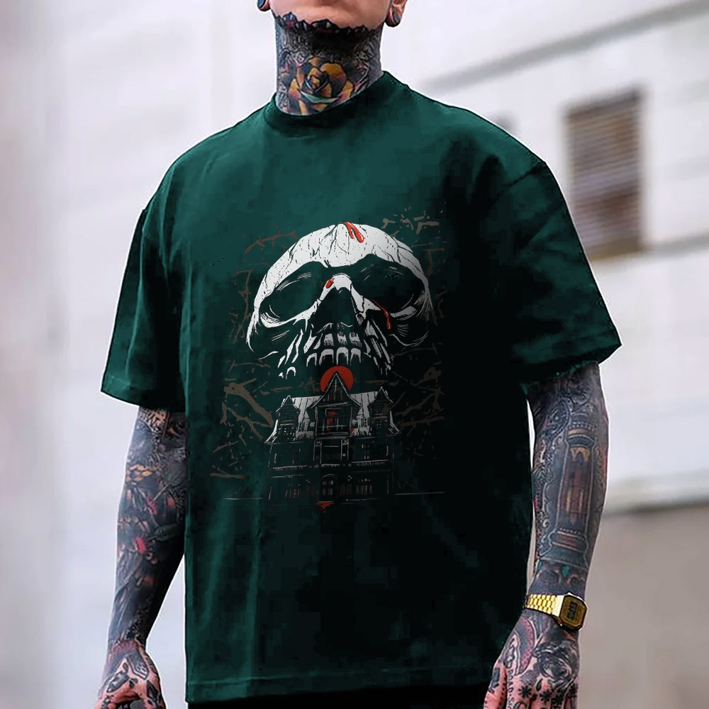 SKULL DEATH HOUSE GRAPHIC PRINT T-shirt