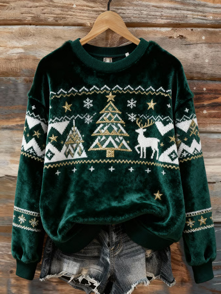 Women's Casual Christmas Print Sweatshirt elevenforest