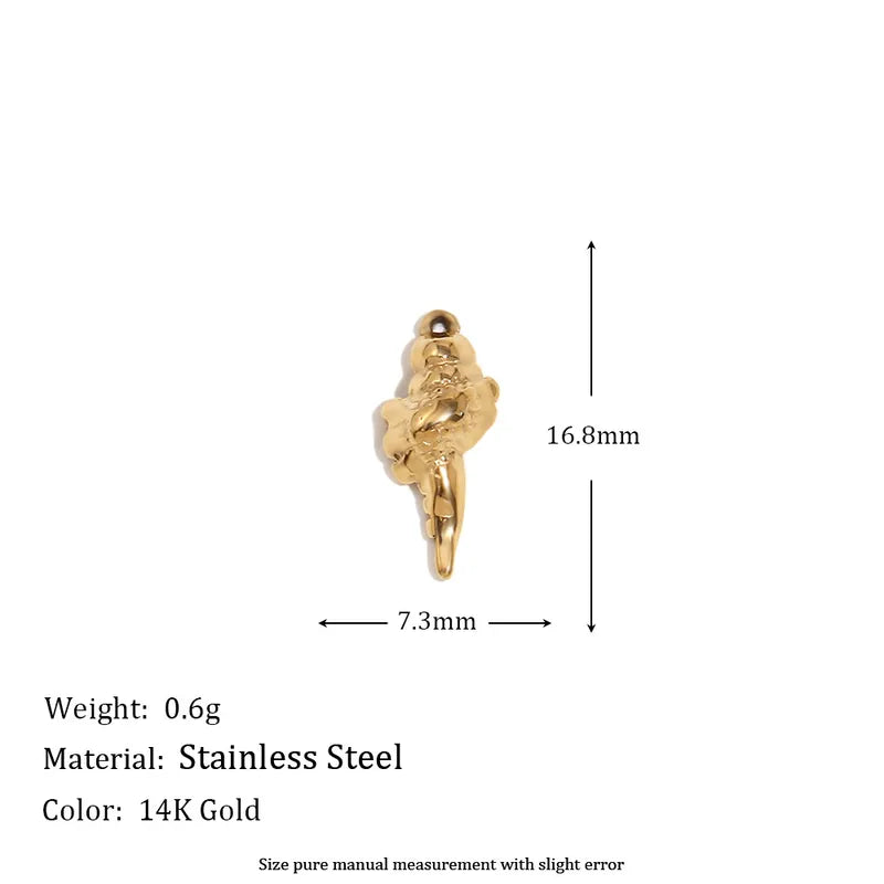 1 Piece 15*19.5mm 7.7*20.5mm 9.3*14.2mm 304 Stainless Steel 14K Gold Plated Ocean Bow Knot Shell Jewelry Accessories Pendant