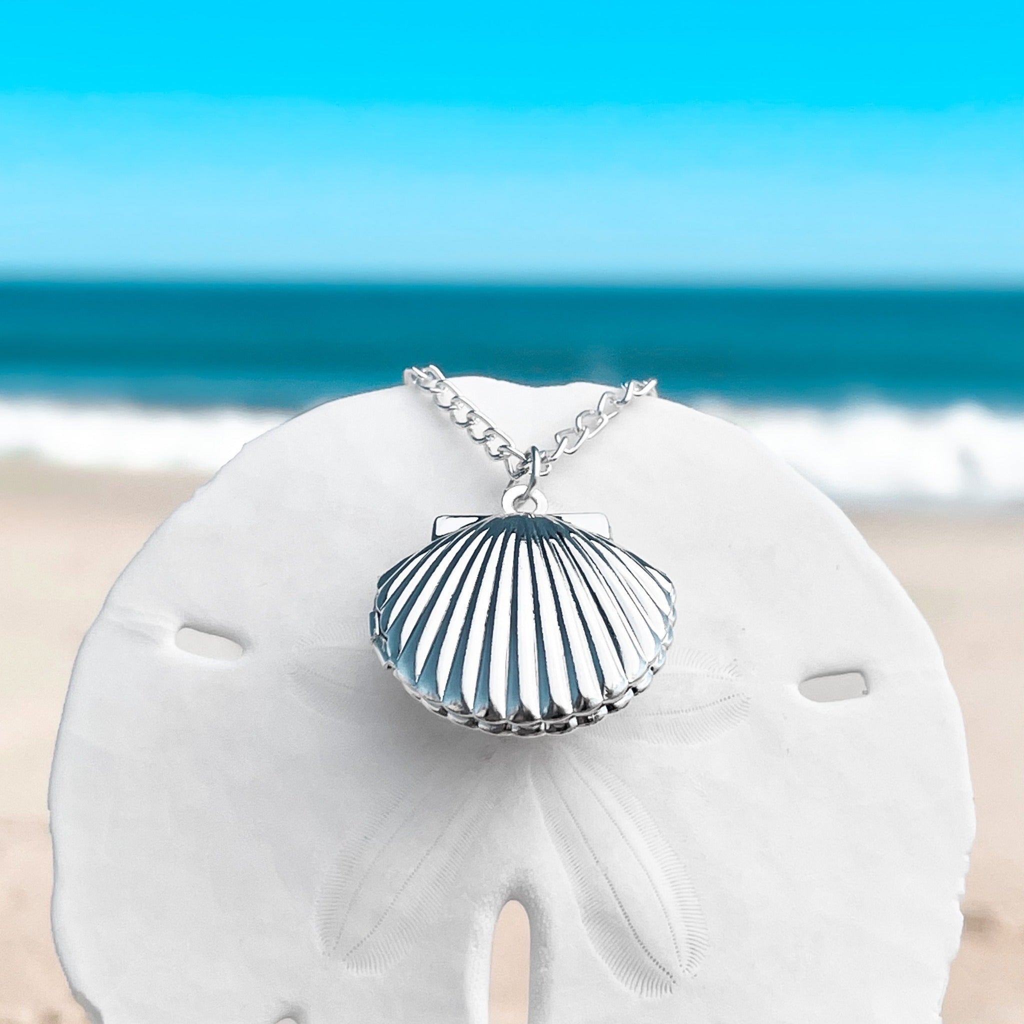 Fan Shell Locket Necklace