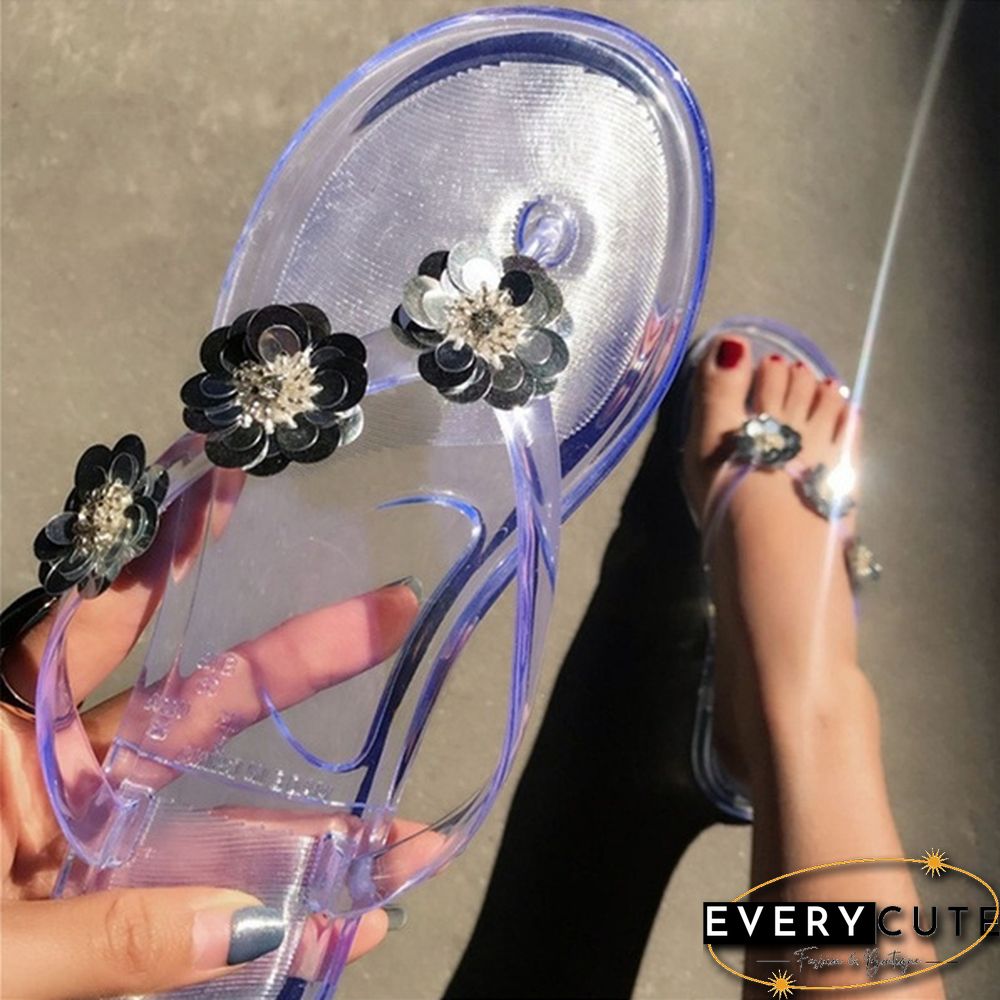 Women&rsquo;s Flip Flops Three Small Flowers Flat Sandals and Slippers