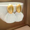 Magnify Golden & Silver Fan Shaped Earrings