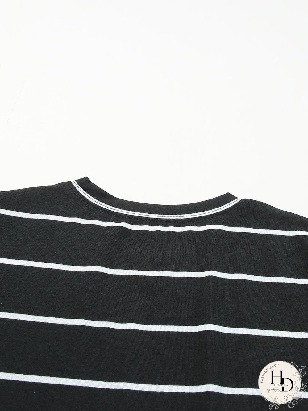 Stripe Print Black Short Sleeve Tee