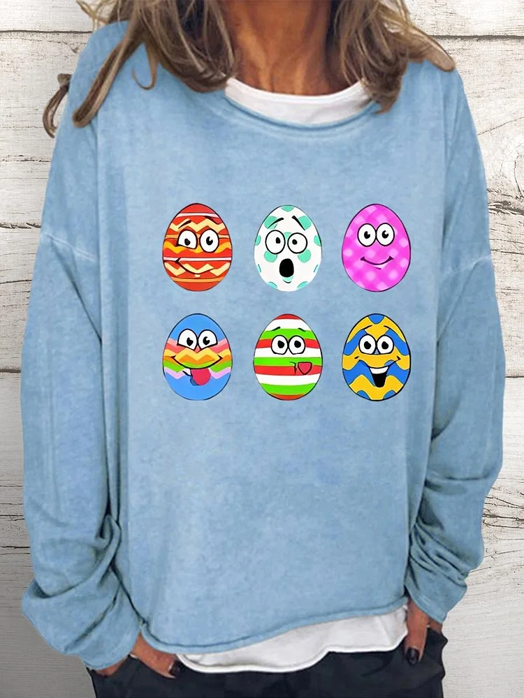 Happy Easter Women Loose Sweatshirt-0025124