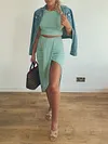 Irregular Clipping Sleeveless Two-Piece Suits