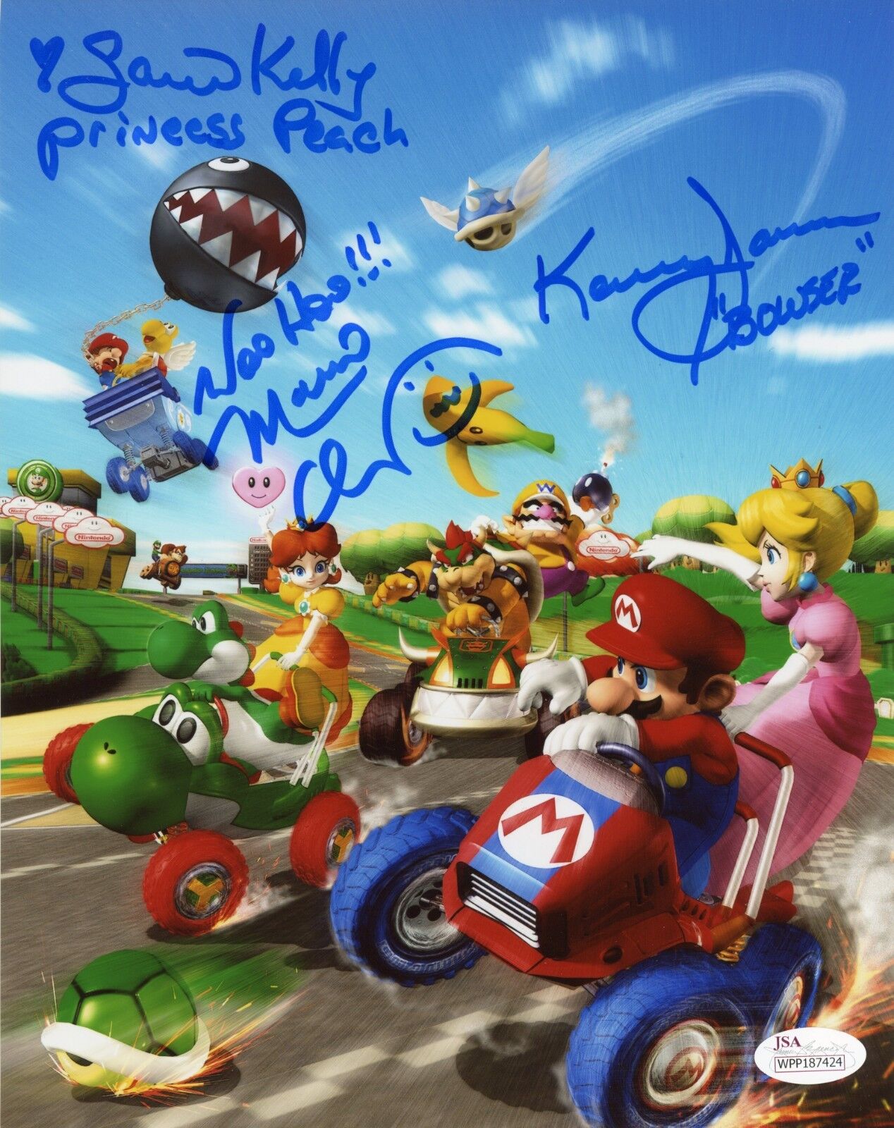 CHARLES MARTINET~SAMANTHA KELLY+1 Signed SUPER Mario Kart DD 8x10 Photo Poster painting JSA COA