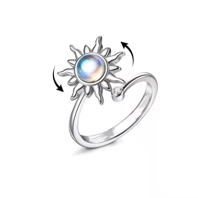 Fashion Minimalist Sunflower Copper Plating Flowers Natural Stone Rings