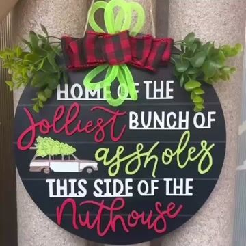 Christmas Wooden Funny Door Hanger Funny Front Door Sign Friend Gift Front Door Decor - BSZXP0001