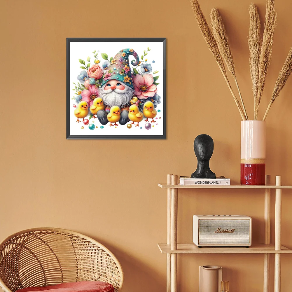 Full Round Diamond Painting 30*30cm - Beautiful Goblin And Chicken