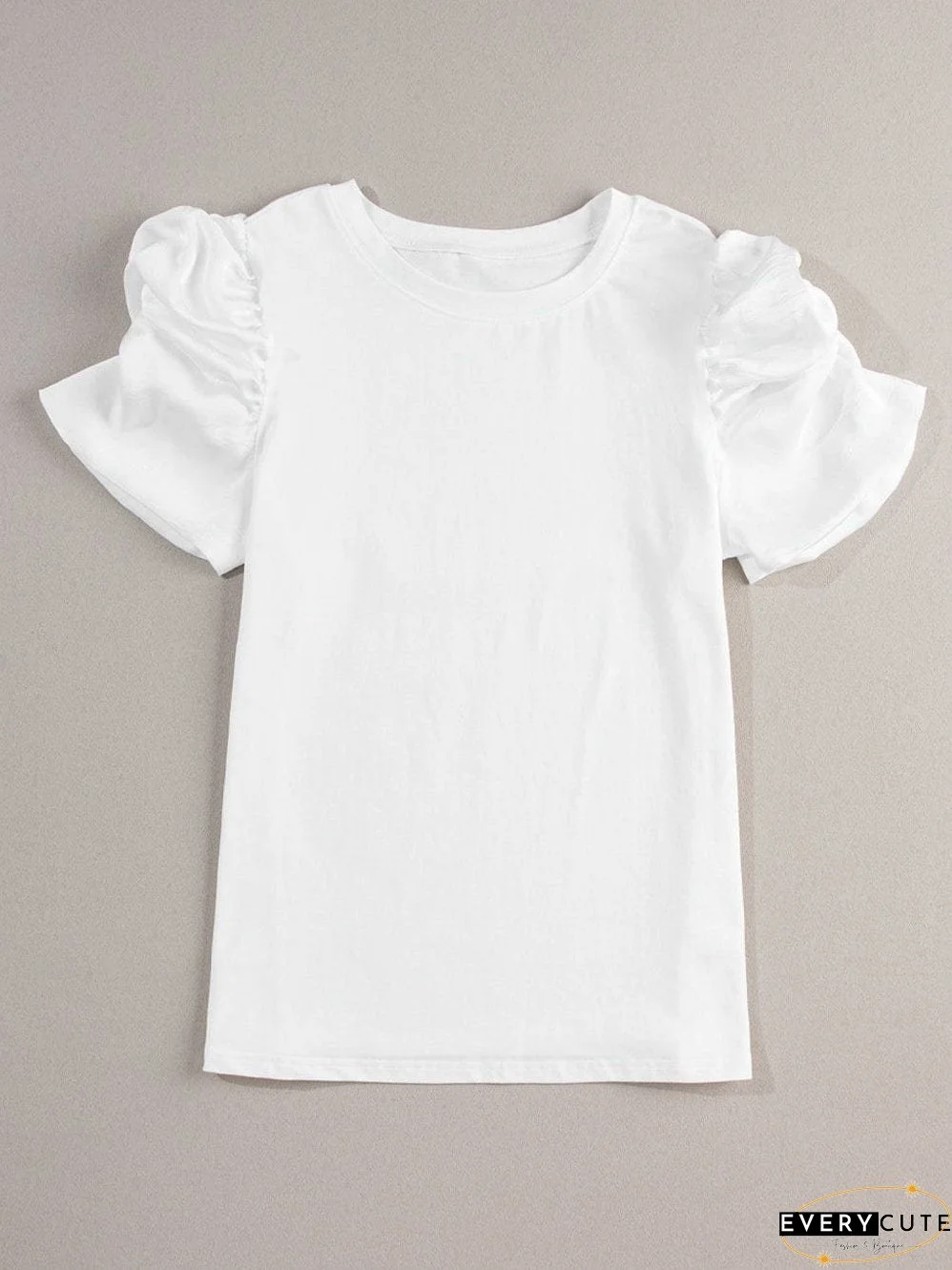 Relaxed Fit White Puff Sleeve Top