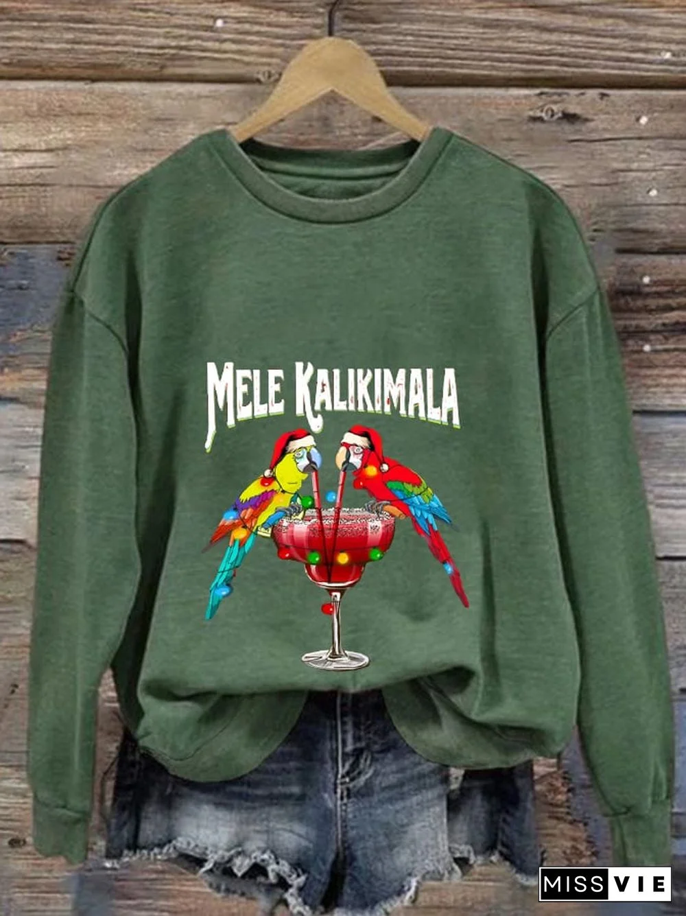 Women's Christmas Mele Kalikimaka Print Casual Sweatshirt