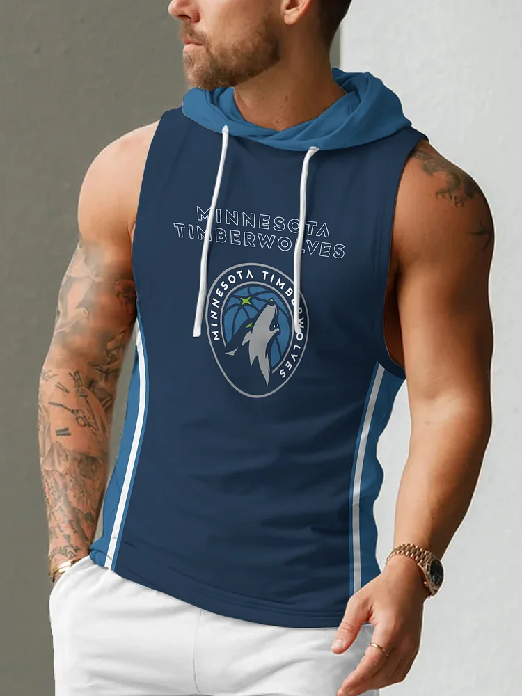 Minnesota Timberwolves Men's Casual Comfy Sleeveless Hooded Tank Top