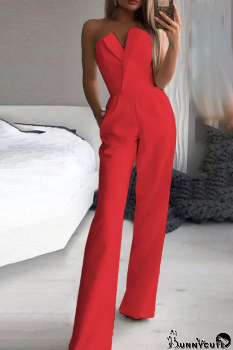 Casual Solid Color Regular Jumpsuits(3 Colors)