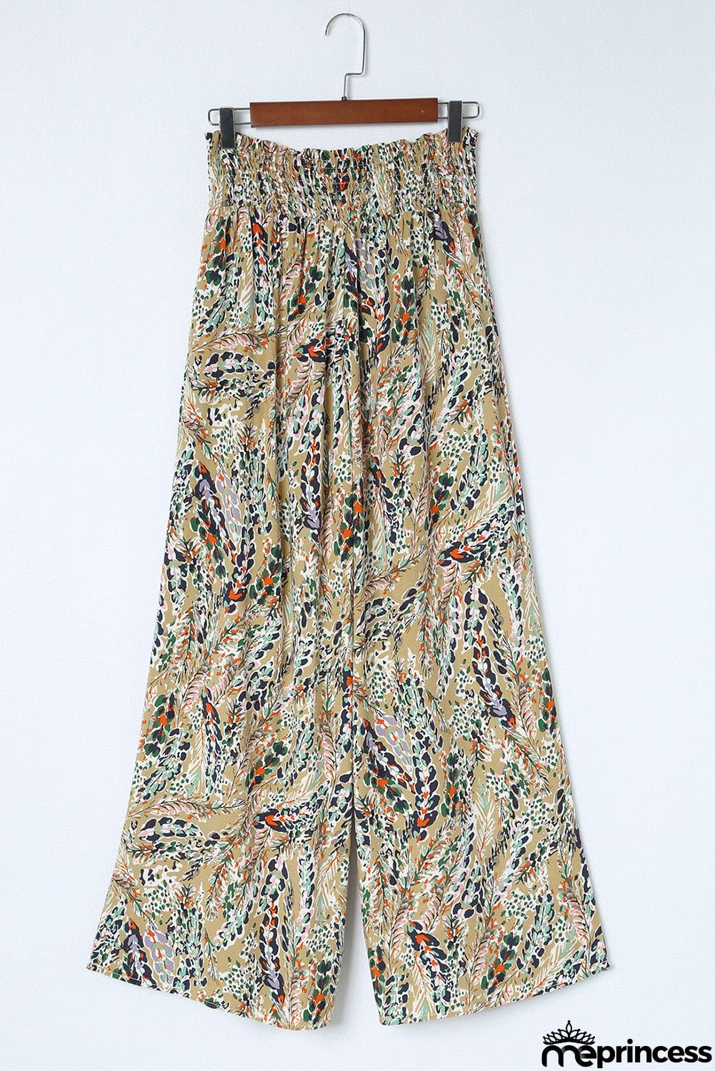 Printed Smocked Waist Wide Leg Pants