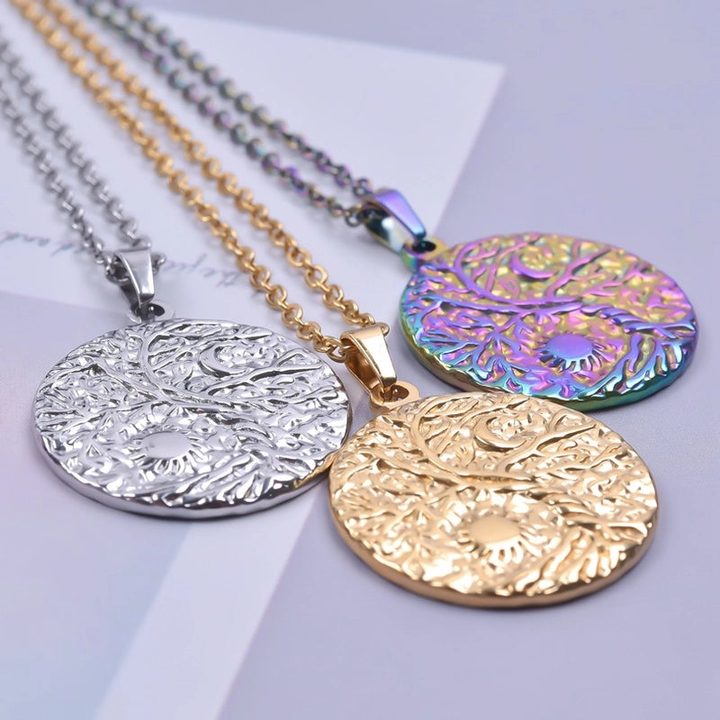 3 Pieces 304 Stainless Steel Round Pendant