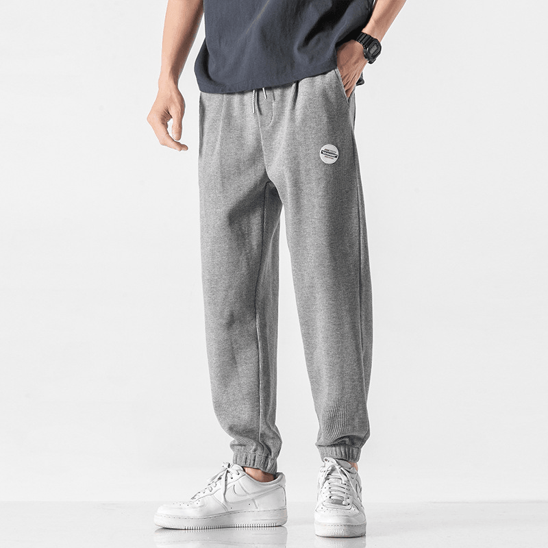 Sports Gray Waffle Pants Men'S Ins Loose-Fitting Thin Casual Trousers