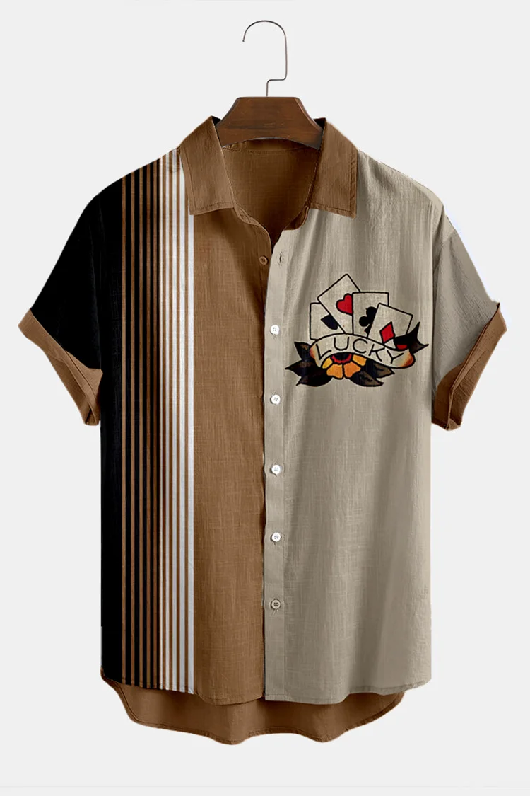 Men's Casual Poker Contrasting Shirt