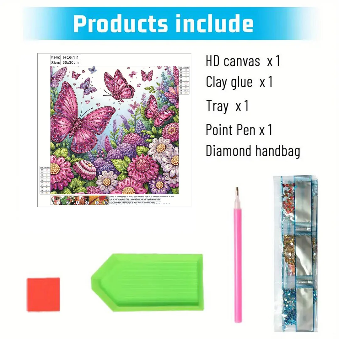 Pink Butterfly - Partial Special Shaped Drill Diamond Painting Kits (Canvas|30*30cm)