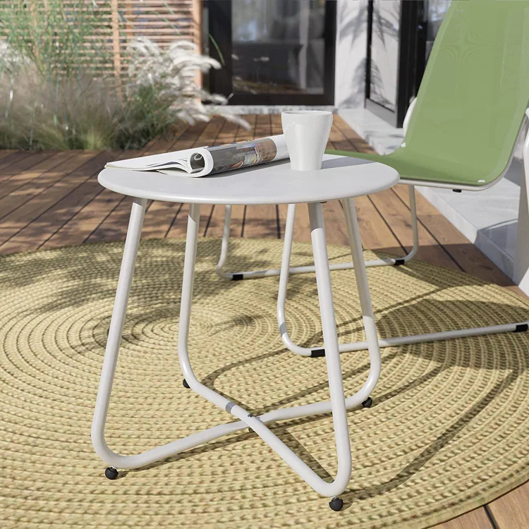 Grand Patio Steel Patio Side Table Weather Resistant Outdoor Round End Table