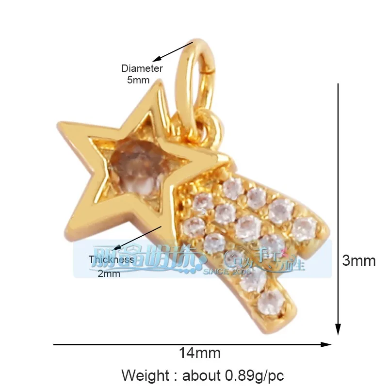 1 Piece 12 * 23mm 15*15mm 5*12mm Hole 5~5.9mm Half 925 Silver Zircon Sun Moon Pendant Jewelry Accessories