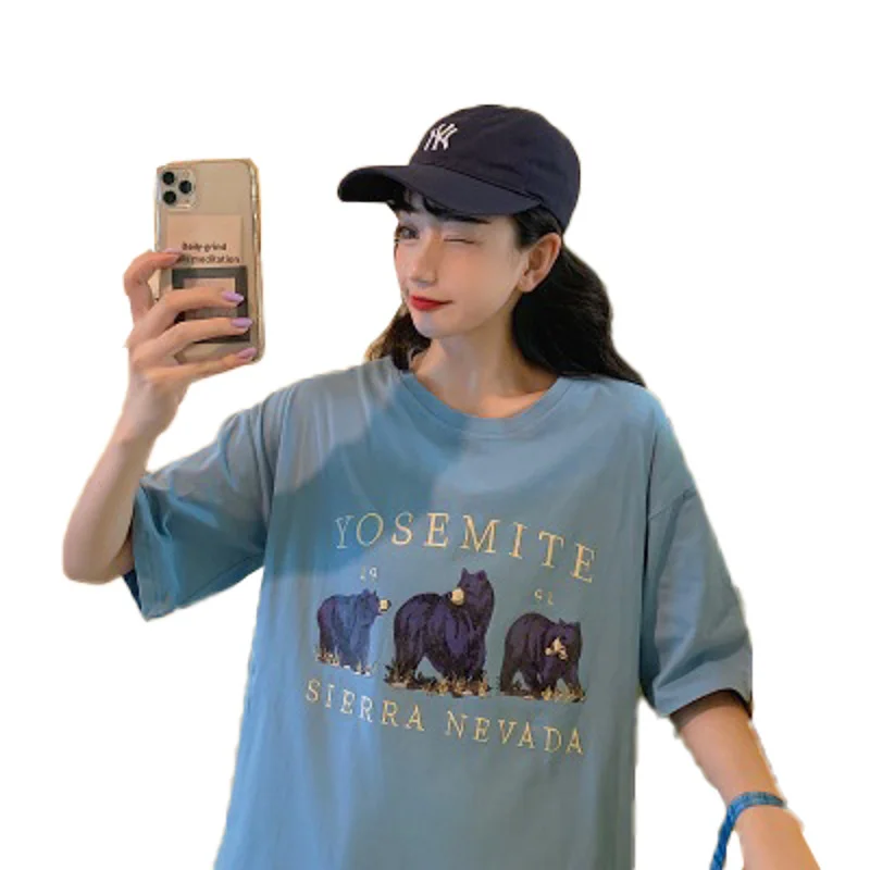 Brownm Brownm T-Shirt Girls Summer 2024 New Korean Version Loose Thin Student Jacket Girls 'College Style Women's Fashion