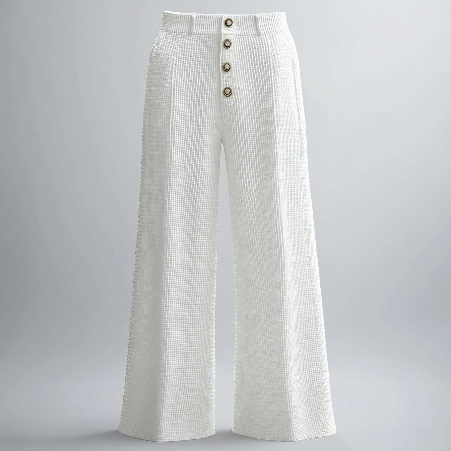 Men's Buttons Mid Rise Waffle Wide Leg Pants