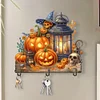 Wooden Special Shape Pumpkins And Lantern 3 Hooks Diamond Painting Hook Rail