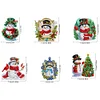 (US Local)6pcs Xmas Snowman  DIY Diamond Painting Art Pendant Wall Door Decoration